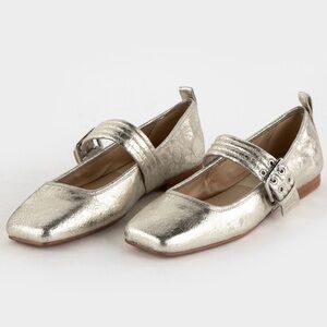 Dolce Vita | Aurora distressed leather Mary Jane ballet flat platinum